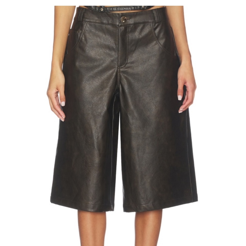 superdown Black Leather Bermudas
